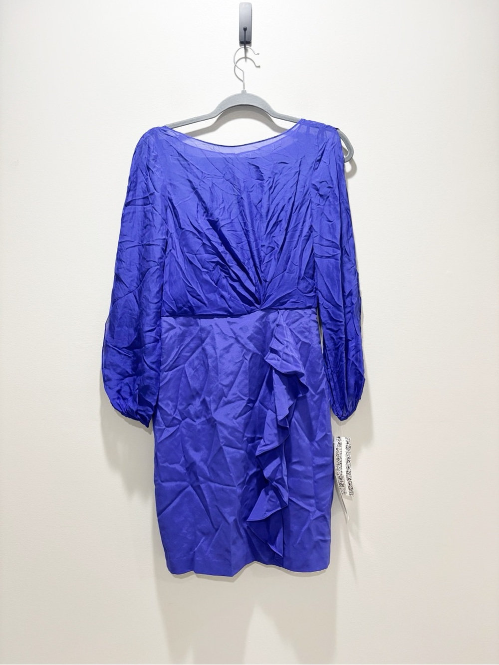 Kay Unger Royal Blue Long-Sleeve Silk Short Cocktail Dress Size 4
